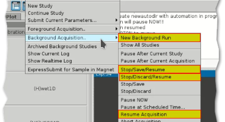 Automation Controls OVJ OVJ Main Menu: Automation : Background Acquisition..