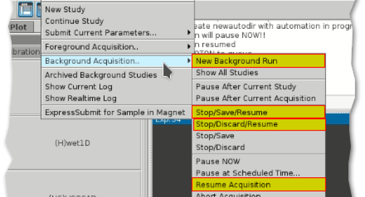 OVJ  Main Menu: Automation : Background Acquisition..